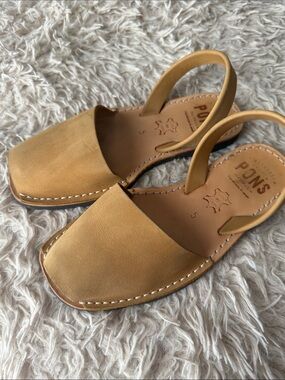 Pons golden yellow Leather Slingback Sandals - Women's